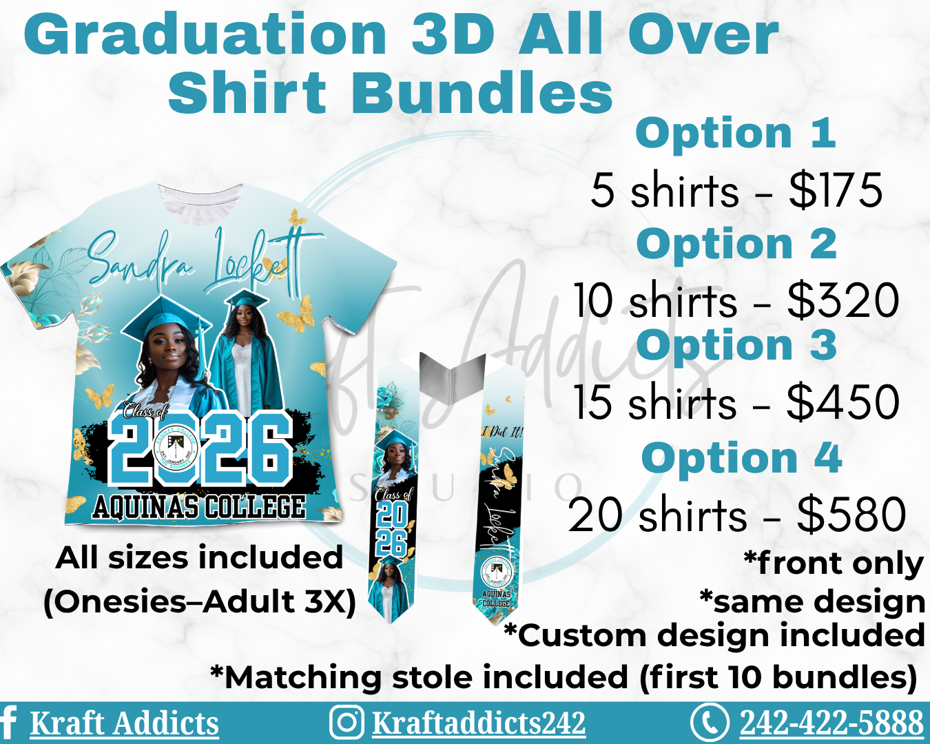 Graduation 3D/ All Over Shirt Bundles
